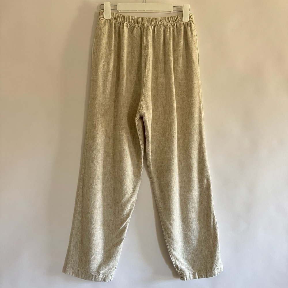 CP Shades Womens Rayon Flax Pull On Medium Pants Tapered Leg Beige Spring Summer